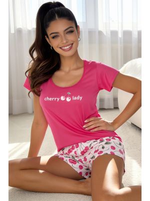 Piżama bawełniana z krótkimi spodenkami - Cherry fuksja