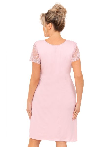 Koszula nocna damska z koronką - Livia plus size pudrowy róż - 2