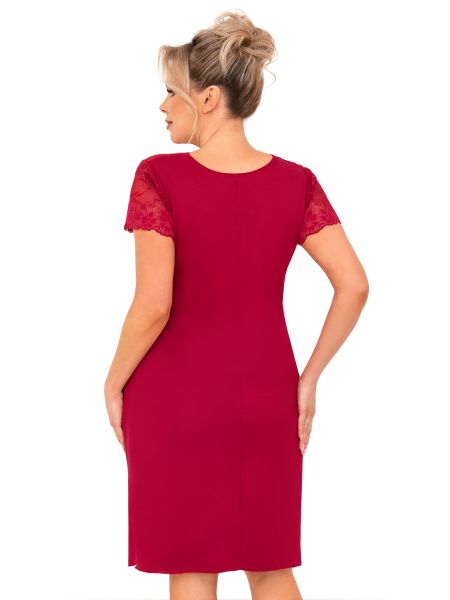 Koszula nocna damska z koronką - Livia plus size bordowa - 2