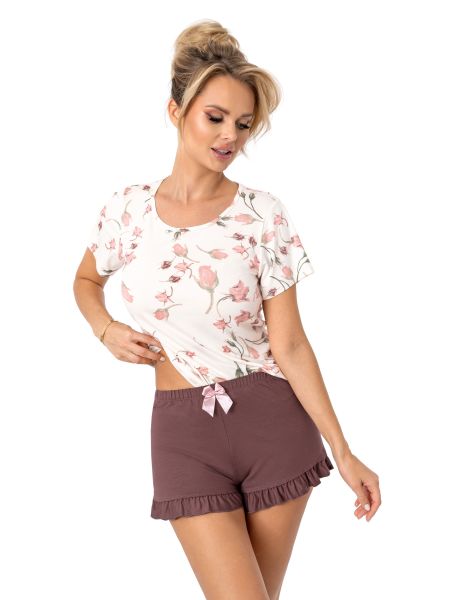 Piżama damska z krótkimi spodenkami z falbanką - Amaris short - 2