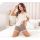 Women's pajamas with lace - Daphne short beige