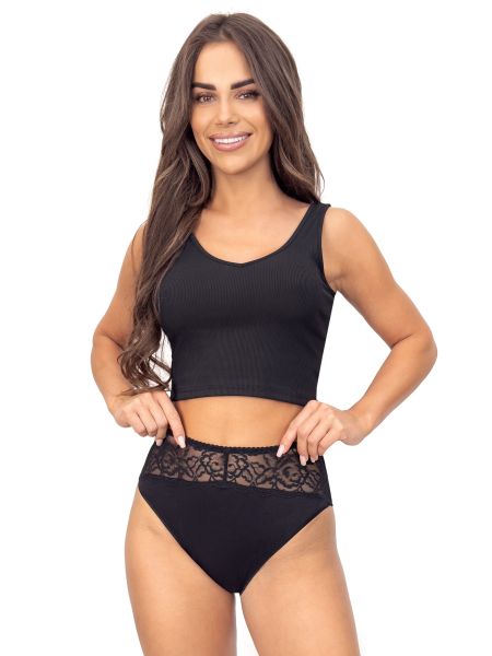 Figi damskie z wysokim stanem - 244 czarne - 2