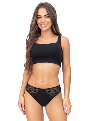 Bawełniane figi czarne z koronką - 218 czarne