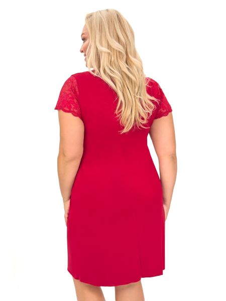 Elegancka koszulka z koronką - Sonia plus size bordowa - 3