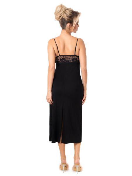 Elegancka, długa koszula nocna - Jasmine long czarna - 3
