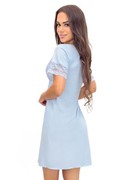 Błękitna koszula nocna z koronką - Linda błękitna - 2