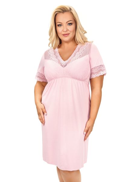 Koszula nocna plus size - Linda plus size pudrowy róż - 2