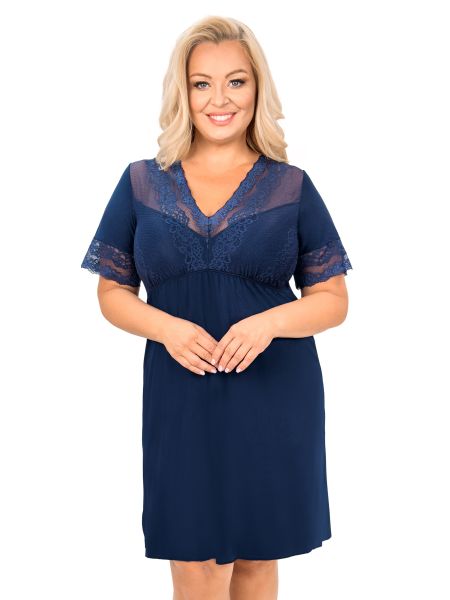 Elegancka granatowa koszula nocna - Linda plus size granat - 2