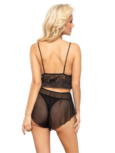 Komplet bielizny top koronkowy i stringi - Natalie czarny - 2