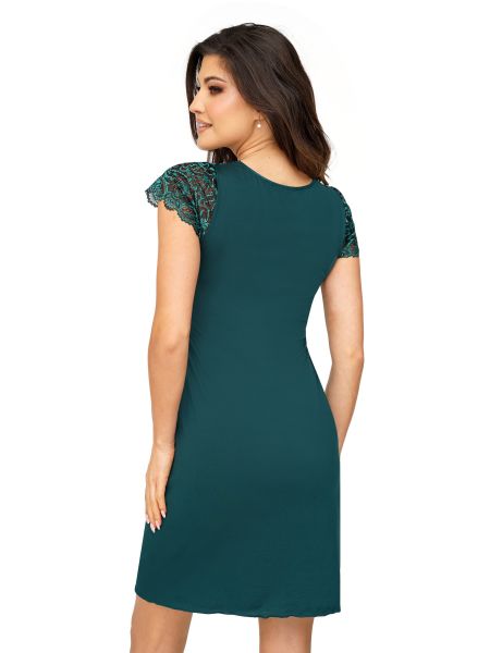 Elegancka koszula nocna z koronką - Melania zielona - 2