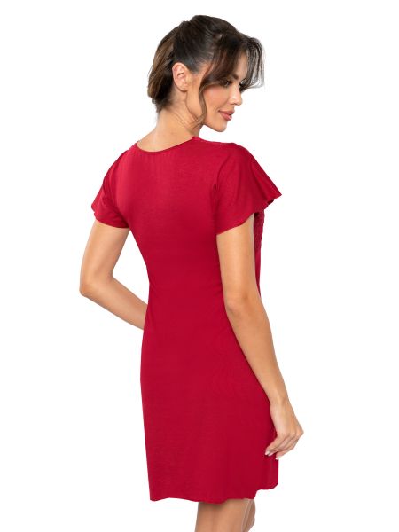 Elegancka koszula nocna z rekawkiem - Luiza bordowa - 2